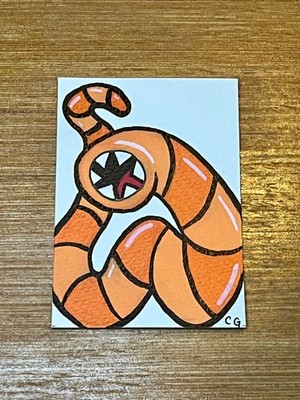 Sand Worm Original Cryptid Monster Acrylic 2.5x3.5in Mini Art ACEO/ATC Card