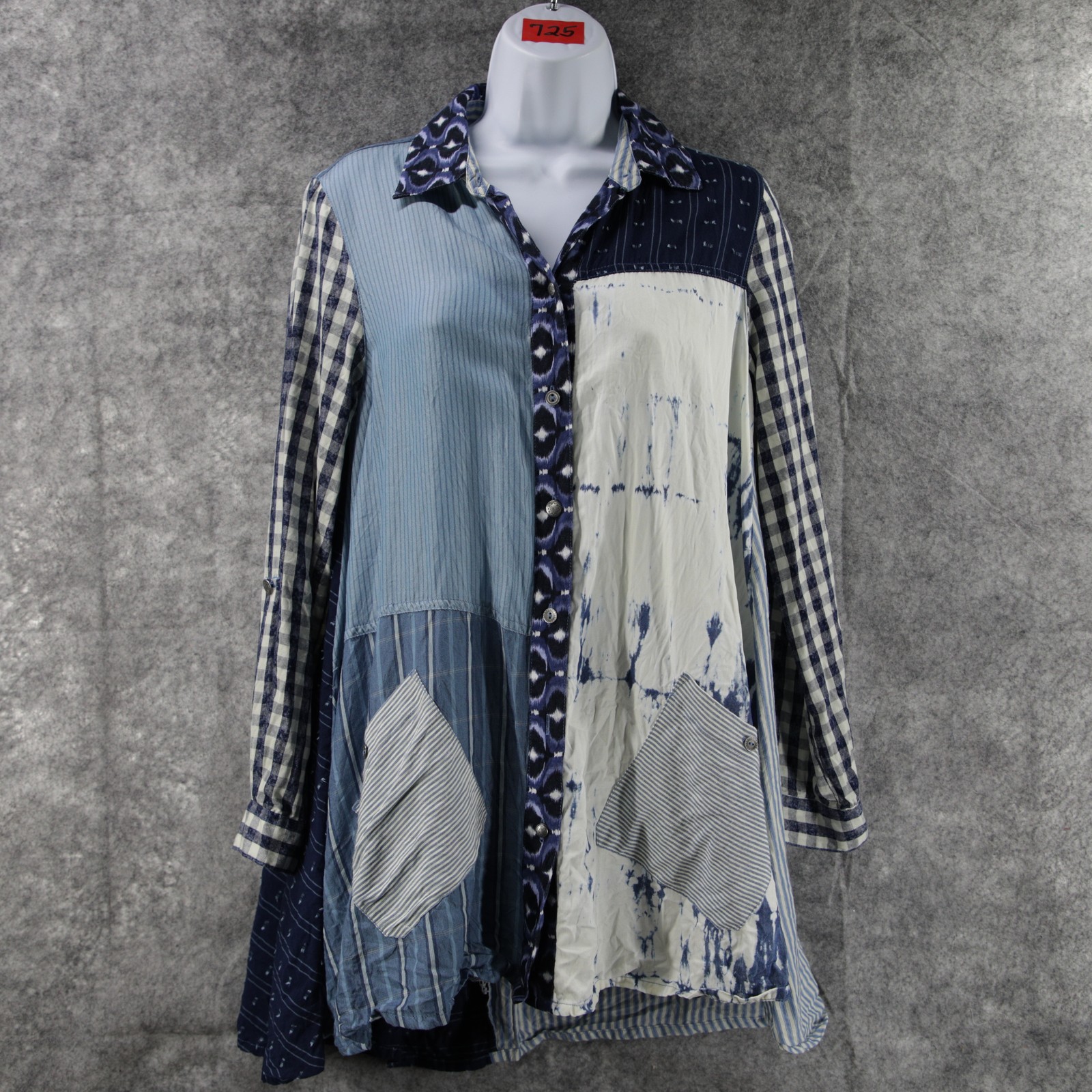 John Mark Shirt Womens Small Patchwork Long Sleev… - image 2