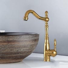 Gold Color Brass Bathroom Kitchen Sink Swivel Spout Faucet Mixer Tap fgf065