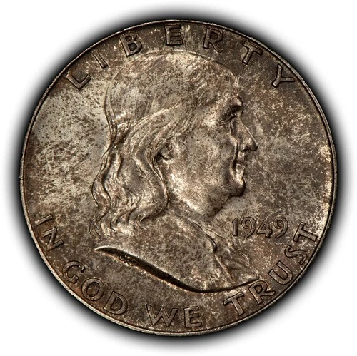 1949 50c Franklin Silver Half Dollar - Original Toning - BU - SKU-H3608