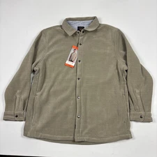 Copper & Oak Men's Shirt Jacket Snap Stretch Fabric Side Pockets Tan 2XL