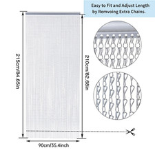Fly Screen Chain Curtain Aluminum Door Metal Chain Insect Blinds 210cm x 90cm