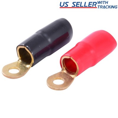 Car Audio Power/Ground Wire Ring Terminal Gold 00 AWG Gauge 3/8'' Connectors