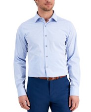 Alfani Mens Button Down Dress Shirt Light Blue Size 15/15.5 X 32/33 Cotton 60