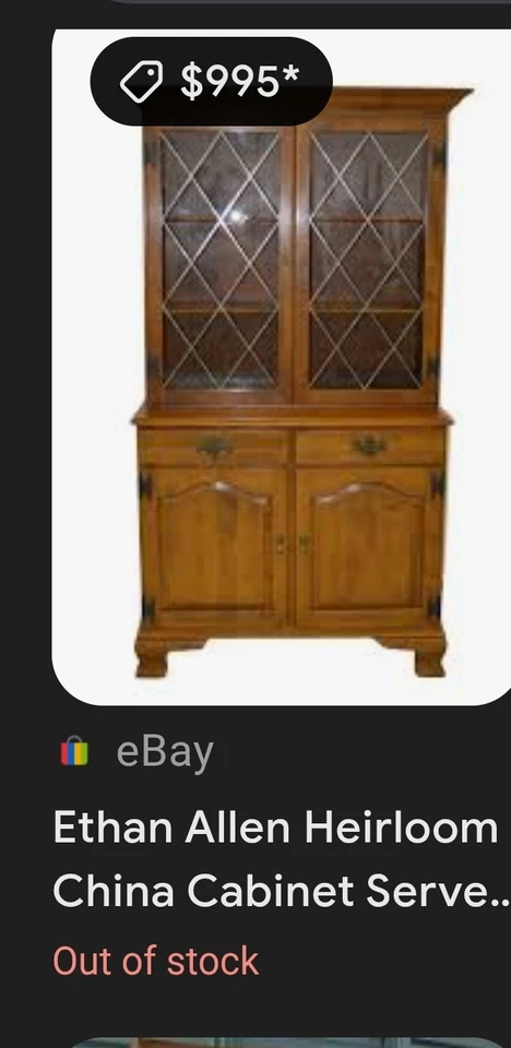 Gabinete servidor Ethan Allen China arce vintage  Foto 3 de 4