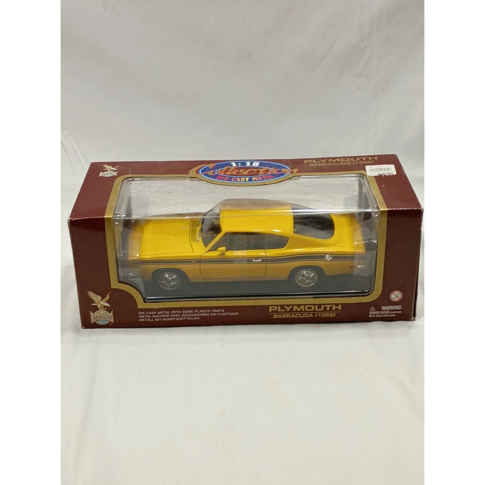 Roadlegends 1969 Plymouth Barracuda Die Cast Metal escala 1 18 amarillo Foto 2 de 4