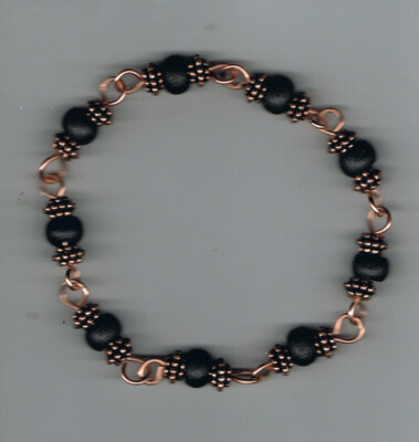 Copper & Black Czech Hardwood Bracelet by Listed American Artist E.J. Gold