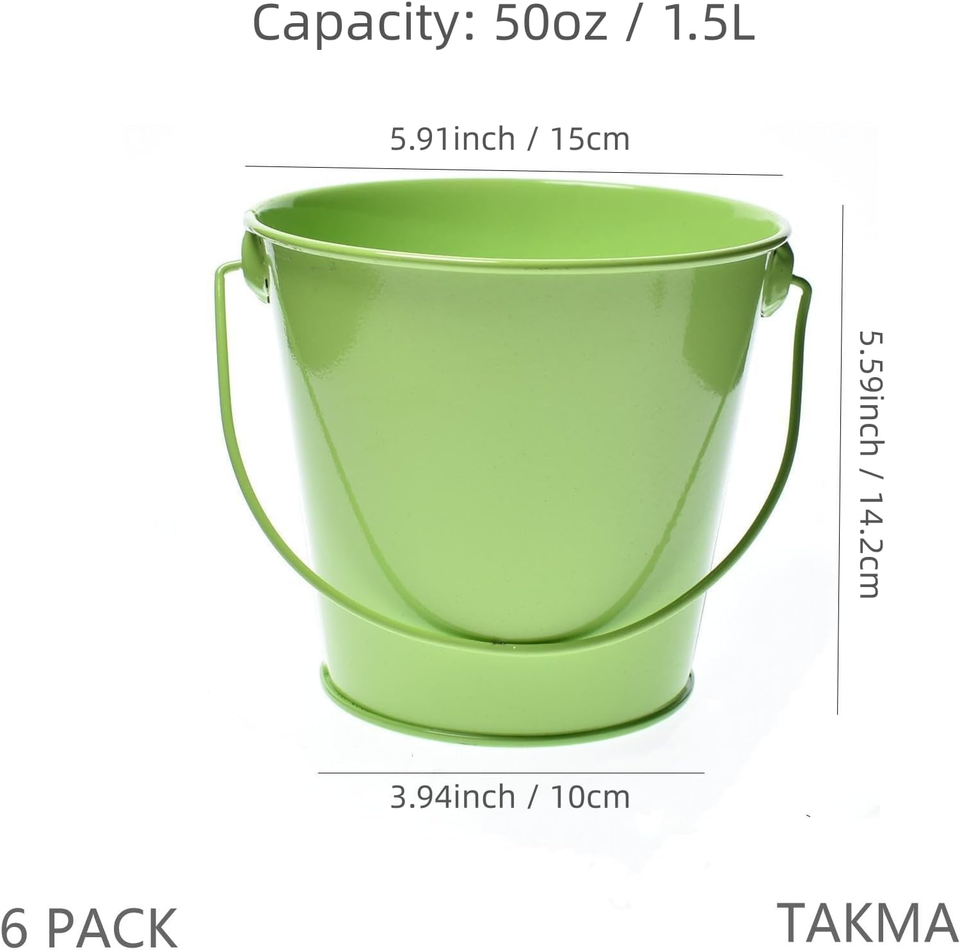 Colored Metal Buckets with Handle 6 Pack 6 Inch Galvanized Iron Pail Bucket fo eBay