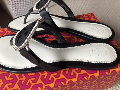 New Tory Burch Miller Fringe Size 8 White Leather Sandals - Picture 6 of 7