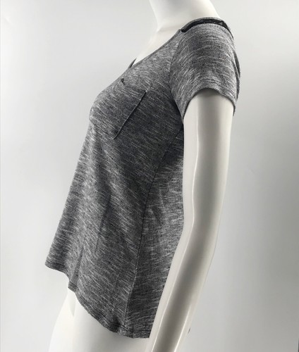 Neon Soul Top Size Small Gray Black Lace Back Pocket Short Sleeve Shirt Womens - Bild 2 von 5