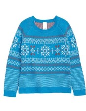 Nordstrom Matching Family Moments Fair Isle Sweater NWT Sz 4y Blue Cotton/Wool