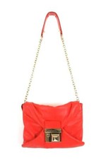 Sonia Rykiel Orange Leather Chain Handle Small Envelope Shoulder Bag