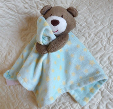 Little Miracles Baby SECURITY BLANKET Lovey Green Yellow Stars 12" EUC