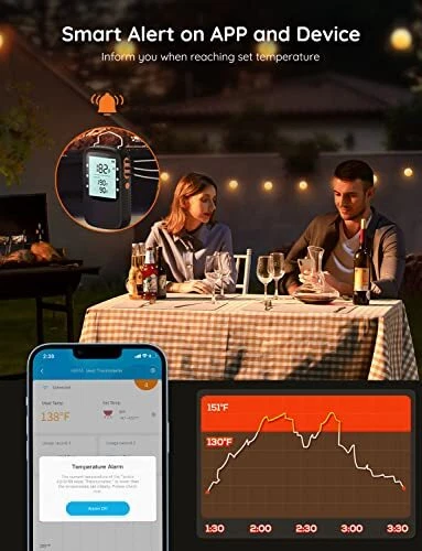 Bluetooth Meat Thermometer, Wireless Meat Thermometer for Smoker 2 x Probes