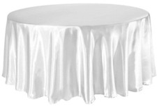 Tektrum 108 inch Round Silky Satin Tablecloth - Wedding Party Banquet White 