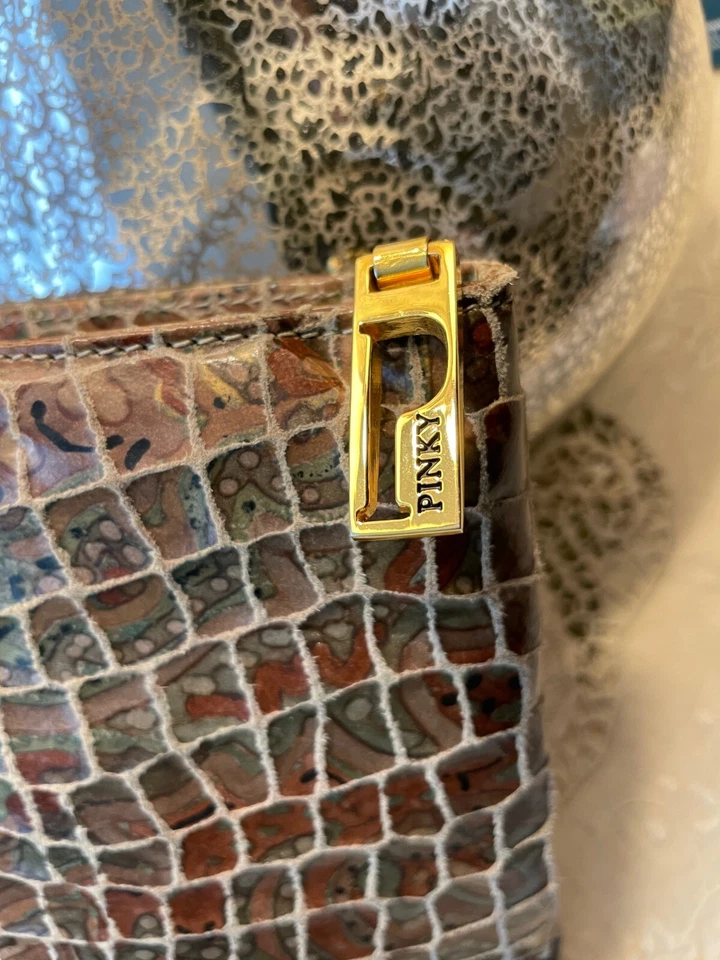 Bolso de Mano Estampado Piel de Serpiente Cuero Genuino de Pinky Excelente Estado Foto 2 de 4