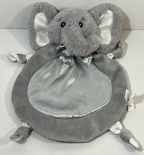 Bearington Baby Collection Gray Elephant Lovey Satin Belly Knotted Corners