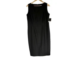 Madison Studio Dress Women’s Size 10 Black Midi Sleeveless Round Neck Solid NWT