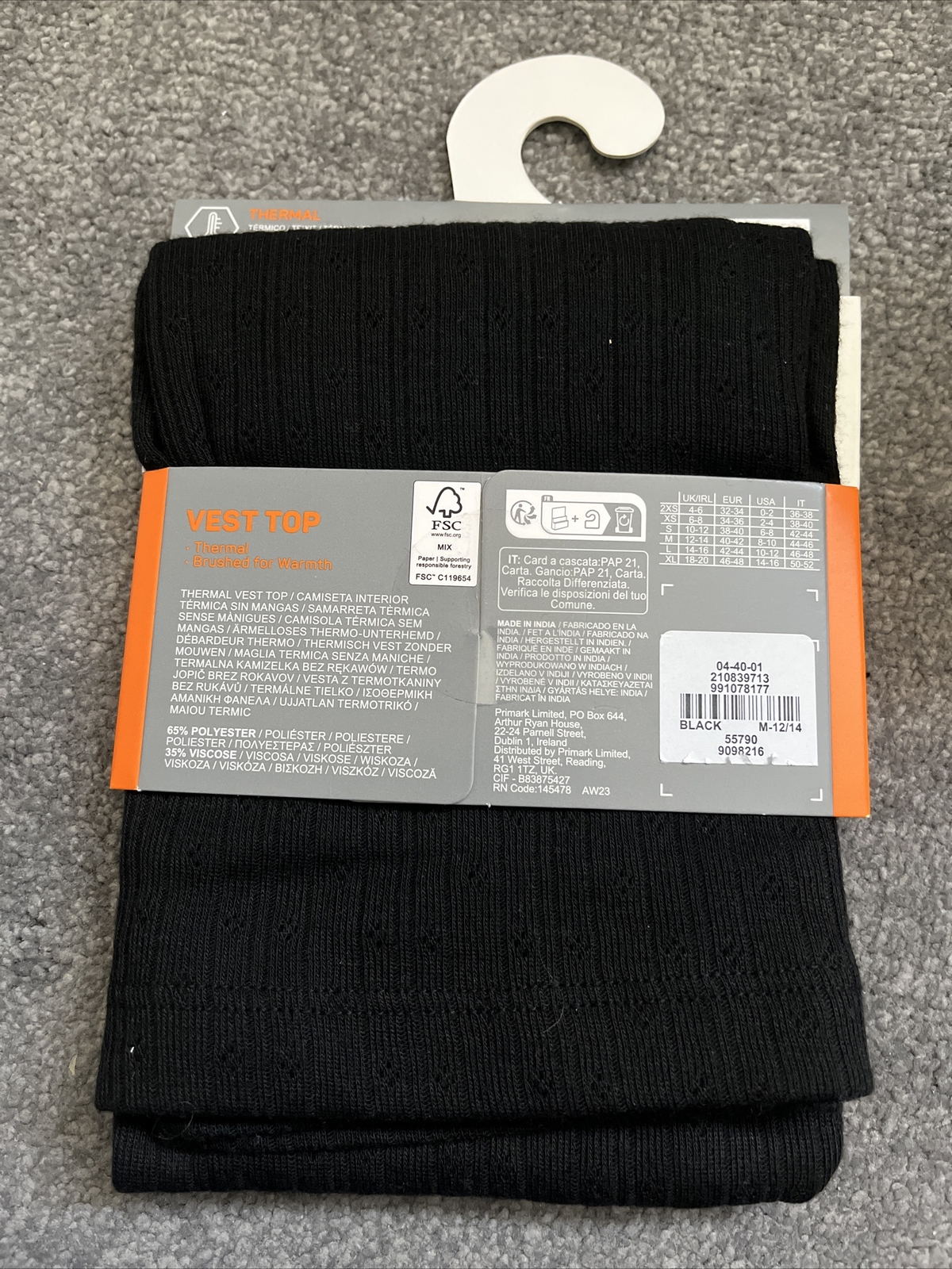 BNWT Thermal Vest Tank Sleeveless Vest Top 1214 M Black Base Layer