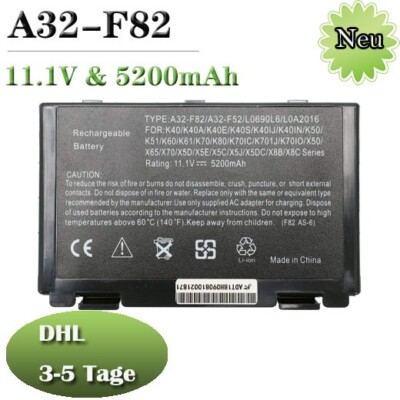 A32-F82 AKKU für ASUS A32-F52 K50IJ K50IN K70IJ K40 K50 K60 K70 K40IJ