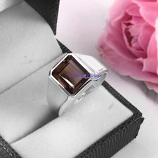 Natural Smoky Quartz Gemstone With 925 Sterling Silver Ring For Men's 2259