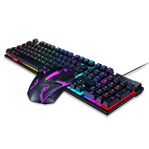 Rainbow LED Gaming Keyboard & Mouse Set Multicolor Changing Backlight Mouse Mice - Picture 3 of 13