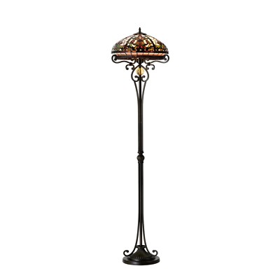 TIFFANY STIL ECHTGLAS HANDGEFERTIGTE STEHLAMPE - 16'' BREIT VINTAGE KUNSTGLAS