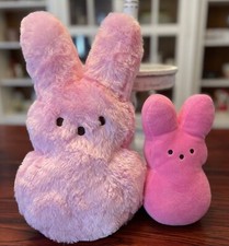 Easter Peeps Lot Of 2 14 and 9" Plush Pink Bunnies