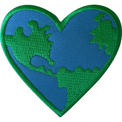 World Love Heart Aufnäher Eisen Nähen Kleidung GreenPeace Erde besticktes Abzeichen