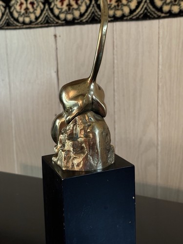 Vintage Art Deco Brass Puma Panther Figurine Statue Pedestal Art - Picture 7 of 15