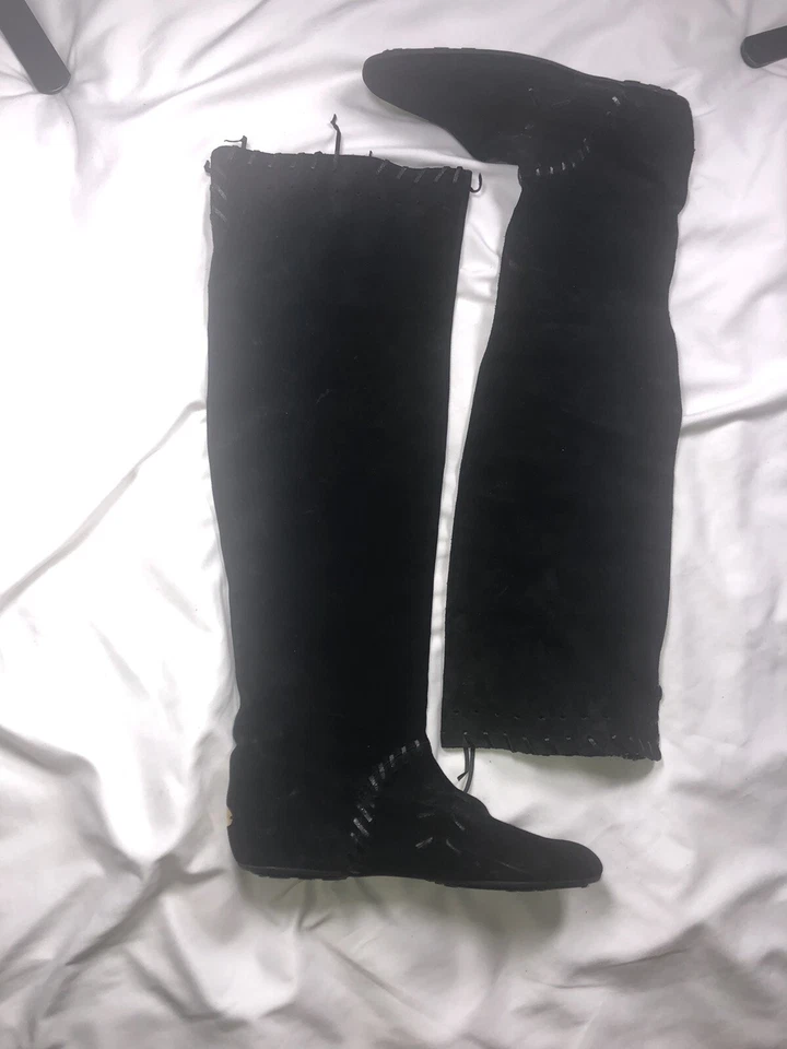 Botas Jimmy Choo Mujer Talla 7 EU 37 Whitby Negras Gamuza Encerada Planas Chic Boho Foto 3 de 4