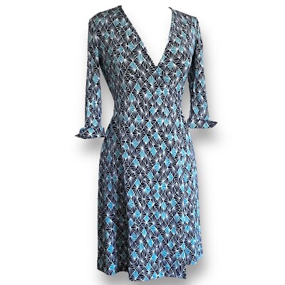 Diane von Furstenberg DVF Womens Wrap Dress Sz Blue