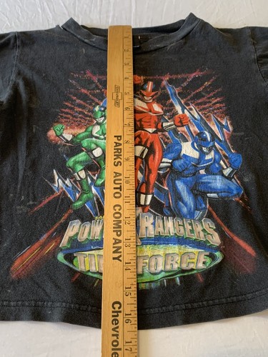 Vintage Boys Power Rangers Time Force Black T-Shirt 90s Y2k Rare Faded Cartoons - Picture 6 of 7