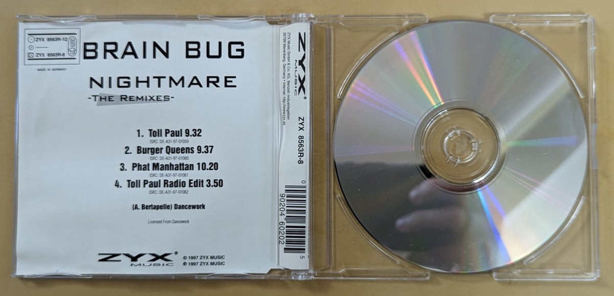 Brain Bug- Nightmare- The Remixes CDS- 4TRK MAXI-SINGLE! ZYX