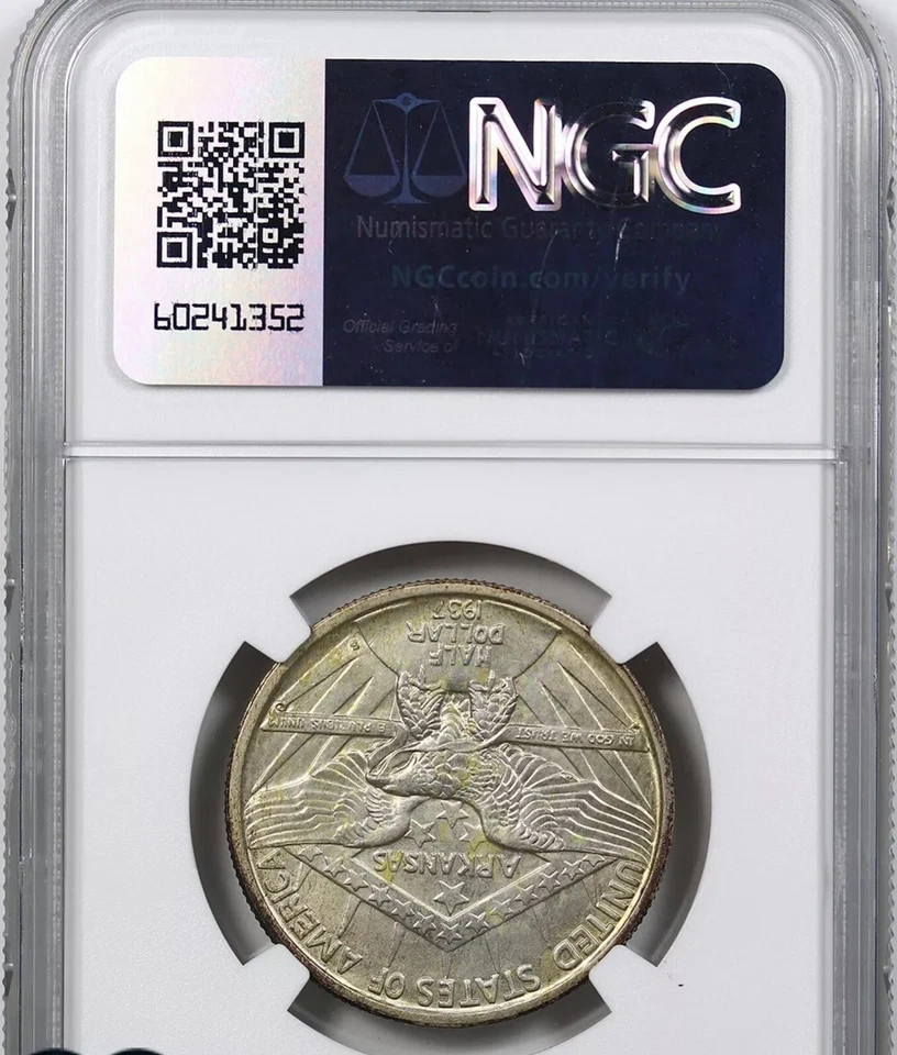 1937 MS66 Arkansas Commemorative Half Dollar NGC Mint State 66 ** Free Shipping! - Image 2 of 3
