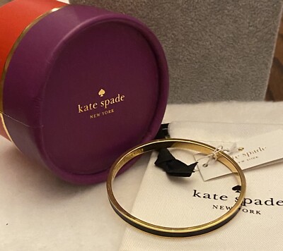 Kate Spade New York Gold Plated Black Enamel DRAW THE LINE