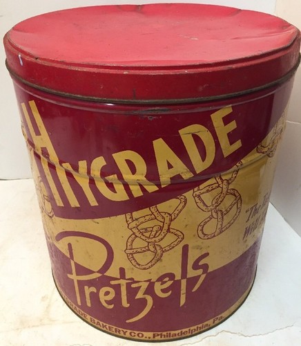 SELTENE JUMBO Vintage HYGRADE BAKERY CO. BREZELN Werbung Blechdose - 13" H, PA - Bild 2 von 11