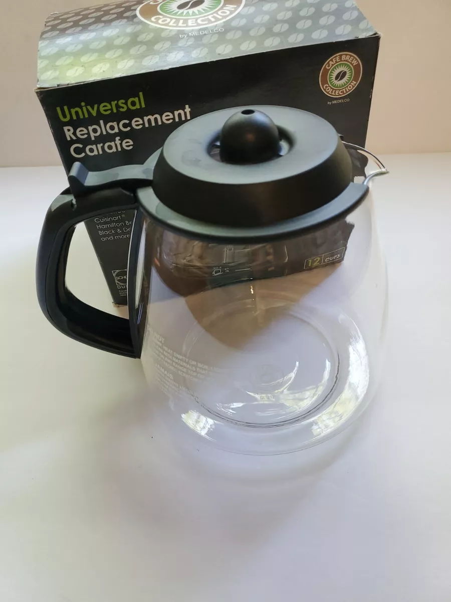 Medelco 12 Cup Glass Pause Serve Universal Replacement Carafe Black