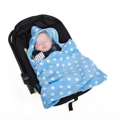 CAR SEAT Baby Insert Blanket Cover Cosy Toes Foot muff Blue Polka
