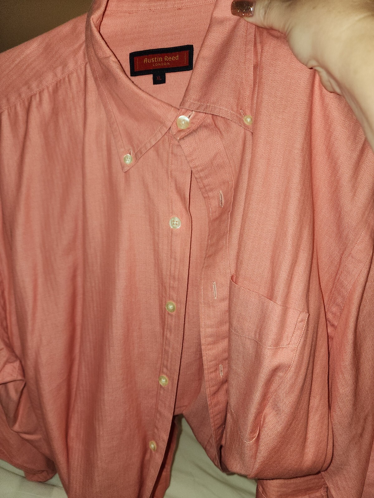 Vintage Austin Reed Mens XL Salmon Pink Button Do… - image 4