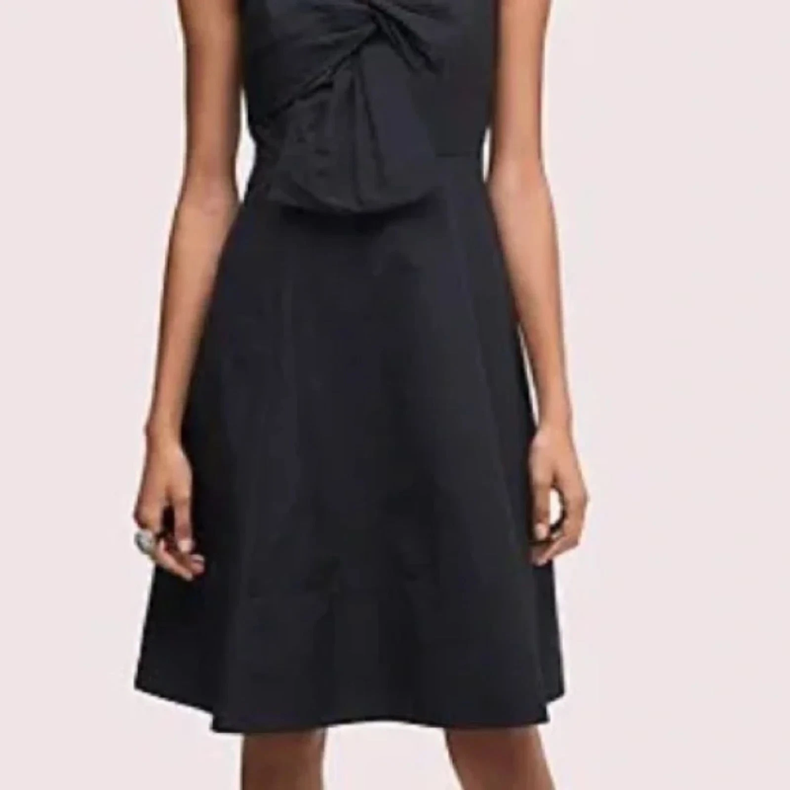 ABITO KATE SPADE NERO FAILLE FIOCCO DAVANTI TAGLIA 6 NUOVO CON ETICHETTE