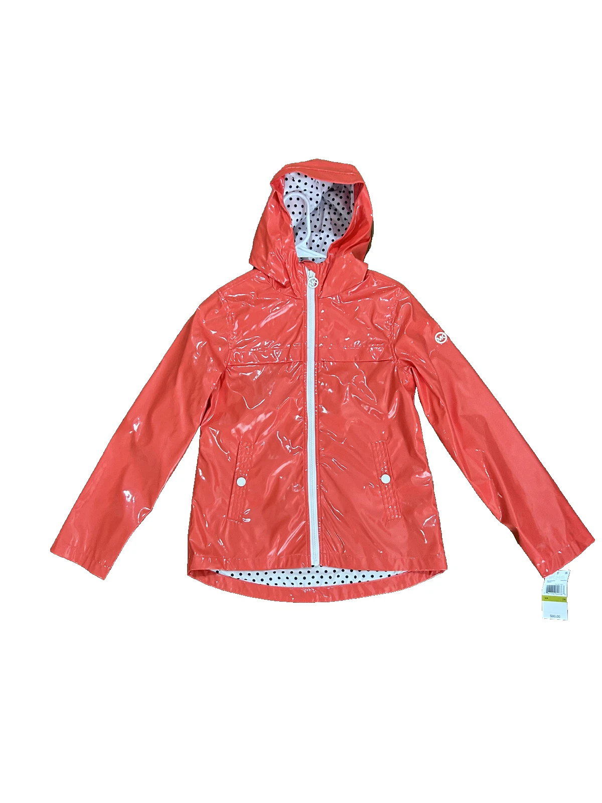 Impermeabile Michael Kors bambina rosa sangria CON CAPPUCCIO zip taglia 14