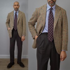 Men's Plaid Jacket Single Breasted Blazer Wide Lapel Suit 2 Buttons Casual Wear