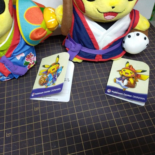 Pokemon Center Okinawa Eisa & Ryukyu Dance Pikachu Pair Plush combo Okinawan [N] - Picture 2 of 2