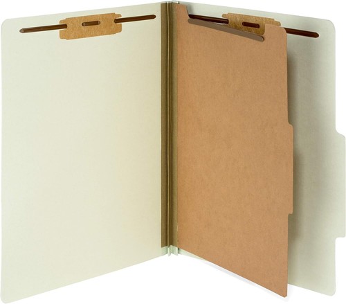 10 Letter Size Gray Green Classification Folders - 1 Divider 2 Grey,