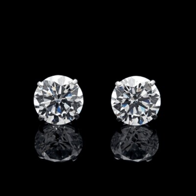 Moissanite Earrings 14K Solid White Gold Solitaire Studs 4mm-10mm(0.50ct-8.00ct)