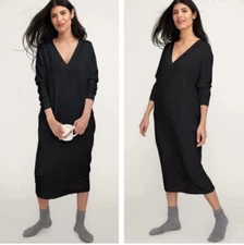 Hatch The Visitor Dress Black Tencel V Neck Midi One Size OS Pullover Maternity