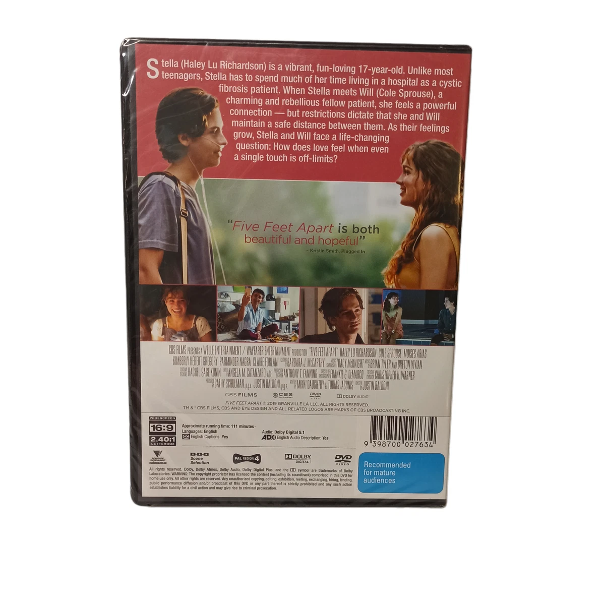 Five Feet Apart DVD Movie American Romance Drama Cystic Fibrosis CF Tragedy