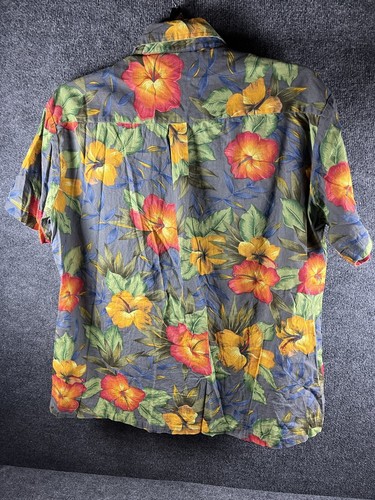 Roundy Bay Button Down Shirt Hawaiian Pocket Short Sleeve Collar Men's XL Beach - Picture 2 of 7