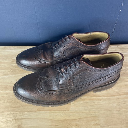 Frye Company John A Frye Distressed Wingtip Brown Leather Oxfords Shoes 12 D